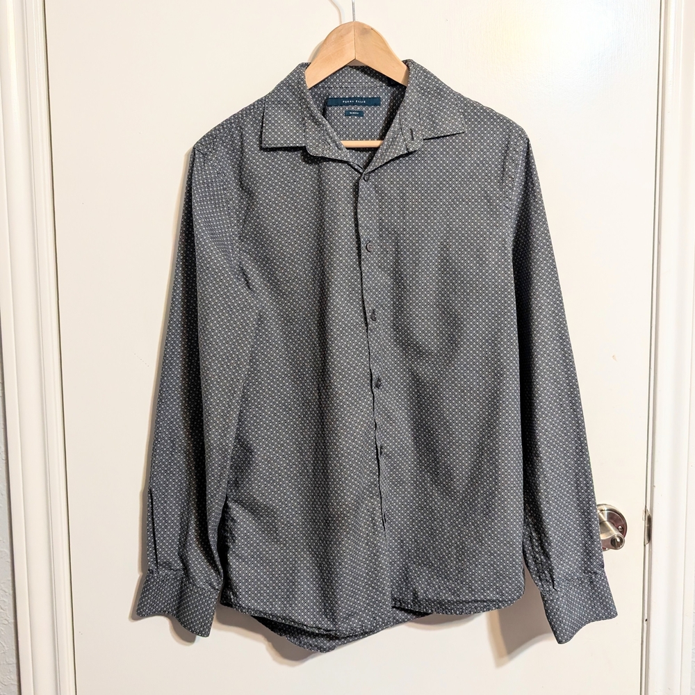 Perry Ellis Men's Slim Fit Geometric Medallion Button Down - 100% Cotton - M